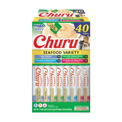 CHURU 40 ct Tuna & Seafood Variety Box INABA مكافأت الكريمة