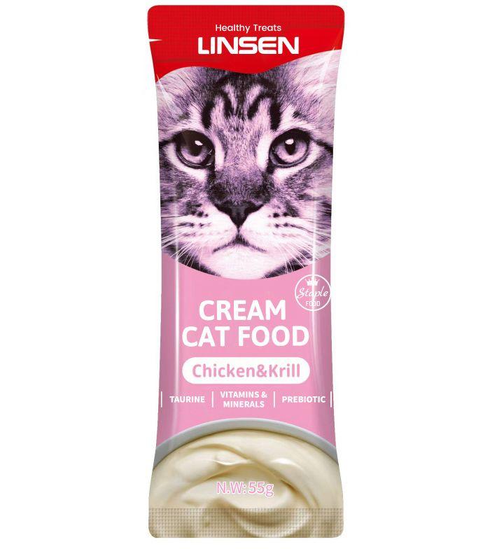 LINSEN Cream Treat with Chicken & Krill 55g كريمة للقطط بنكهة الدجاج والكريل