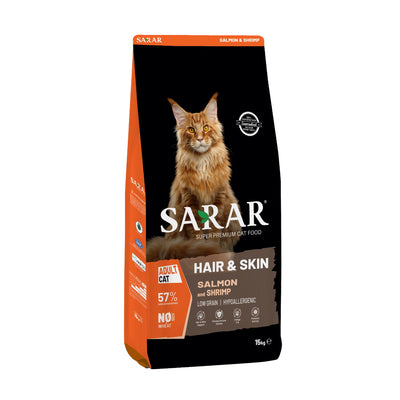 SARAR 15kg Cat Food Hair Skin with Salmon & Shrimp