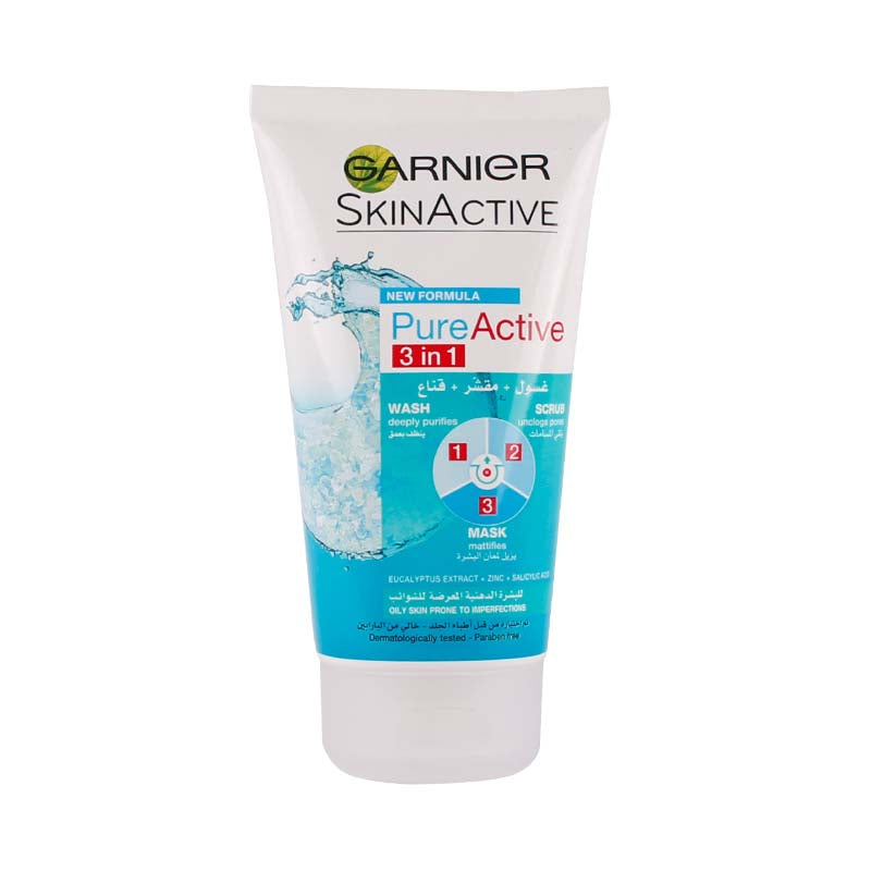 GARNIER PURE ACTIVE 3 IN 1 WASH SCRUB MASK 150ML