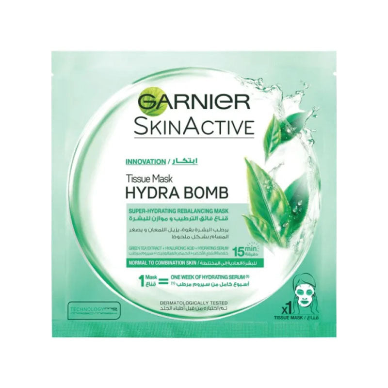 GARNIER SKIN ACTIVE HYDRA BOMB TISSUE MASK GREEN TEA