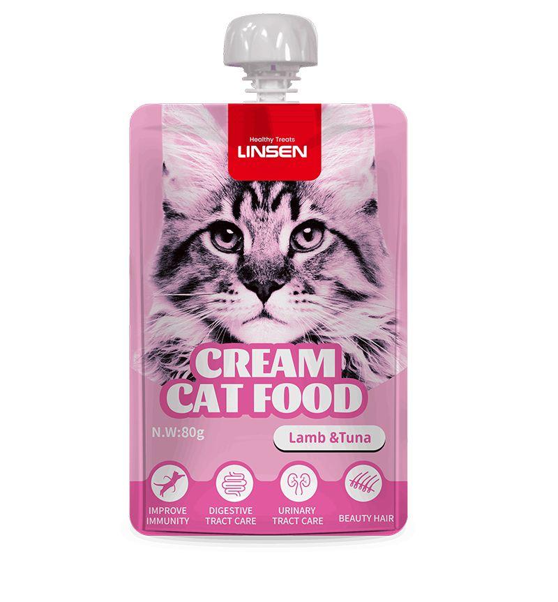 LINSEN cream cat food 80g Lamb & Tuna  بنكهة لحم الخروف والتونة