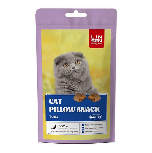 LINSEN CAT PILLOW SNACK 50g With TUNA مكافآت جافة بنكهة التونة