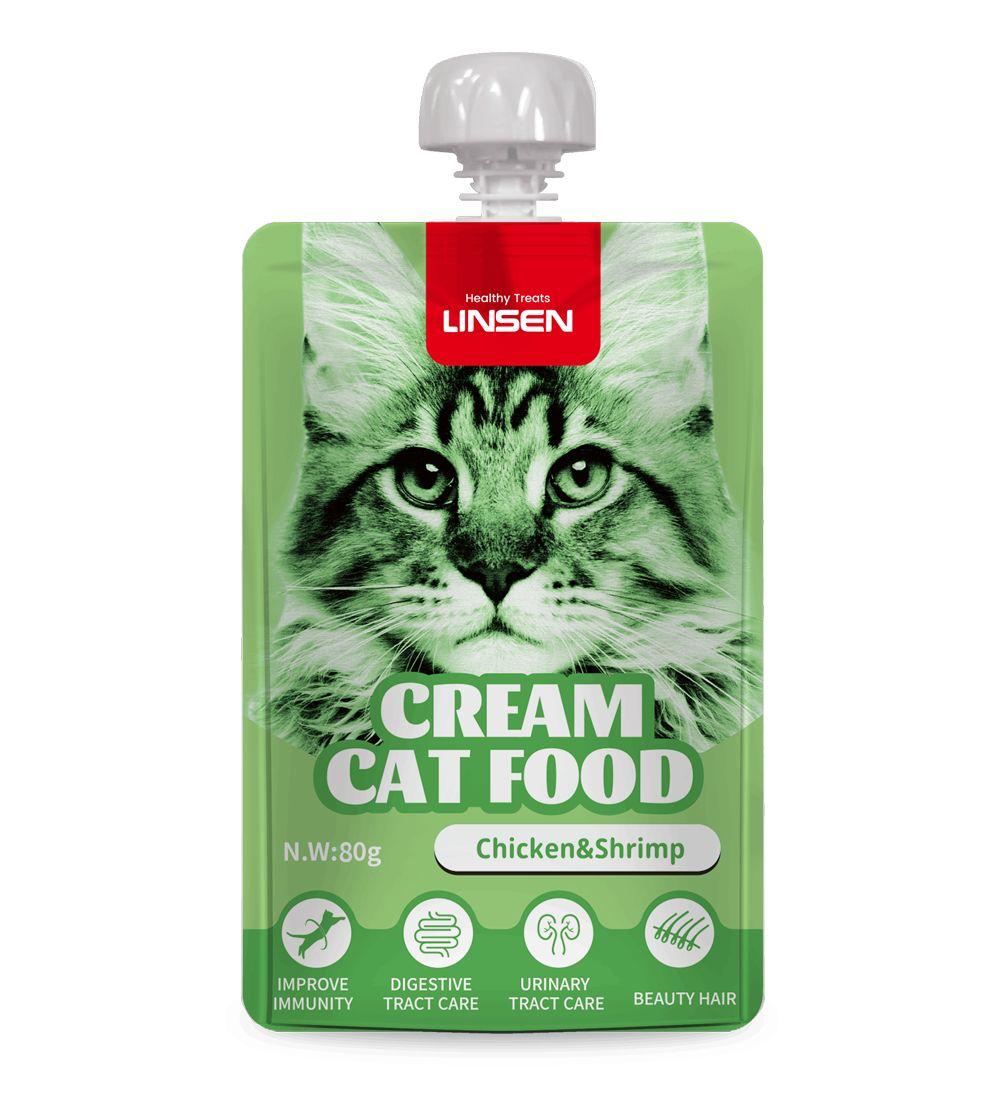 LINSEN cream cat food With Chicken & Shrimp 80g بنكهة الدجاج والجمبري