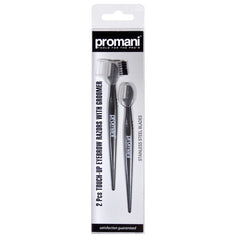 PROMANI 2 PCS TOUCH-UP EYEBROW RAZORS WITH GROOMER