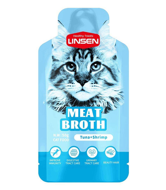 LINSEN Meat Broth 50g With Tuna & Shrimp مرق للقطط بنكهة التونة والجمبري