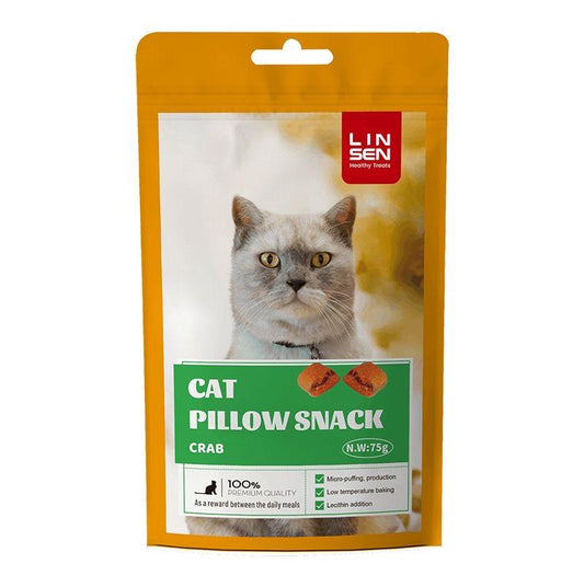 LINSEN CAT PILLOW SNACK 50g With Crab مكافآت جافة بنكهة السلطعون