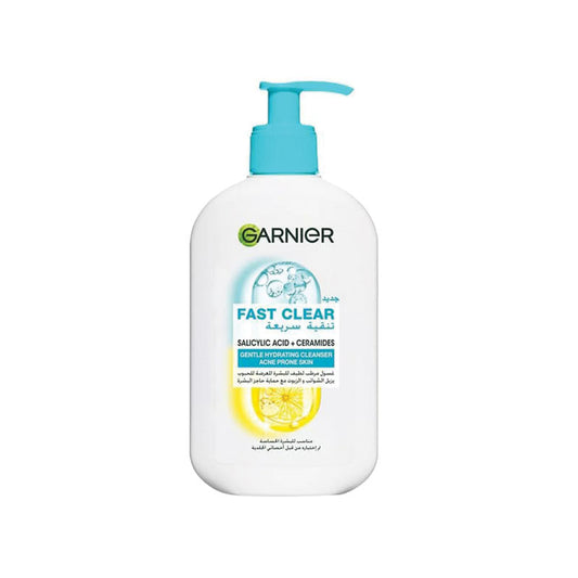 Garnier Fast Clear Gentle Cleanser, Deep Hydrating Face Wash for Acne Prone Skin 250ml