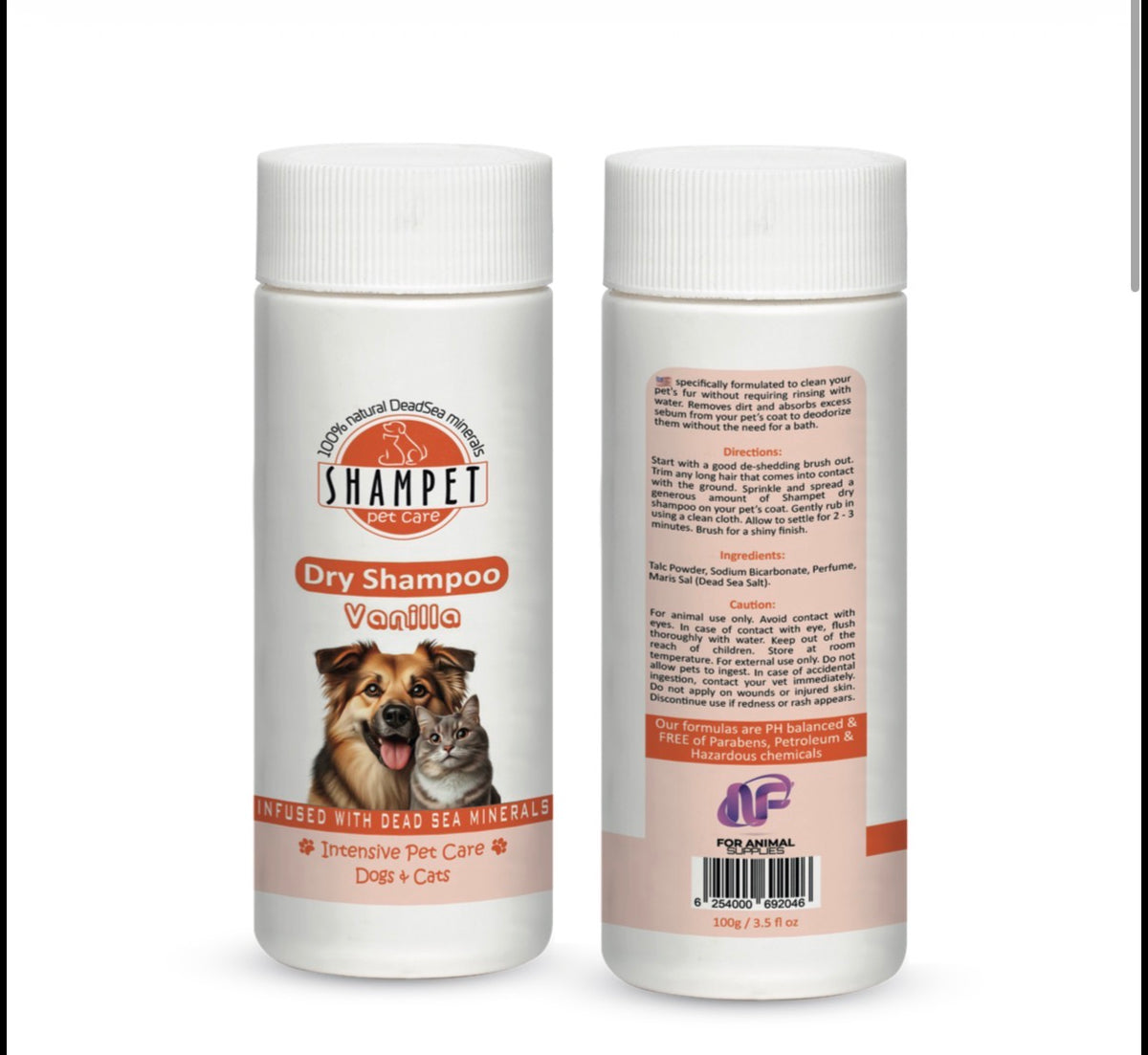 Shampet Dogs & Cats Dry-shampoo vanilla 100g شامبو جاف بودرة برائحة الفانيلا