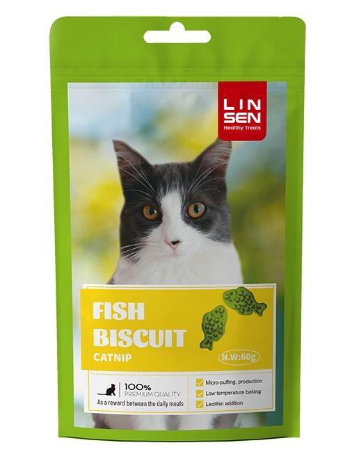 LINSEN CAT PILLOW SNACK 50g With CATNIP مكافآت جافة بنكهة النعناع البري (كاتنيب)