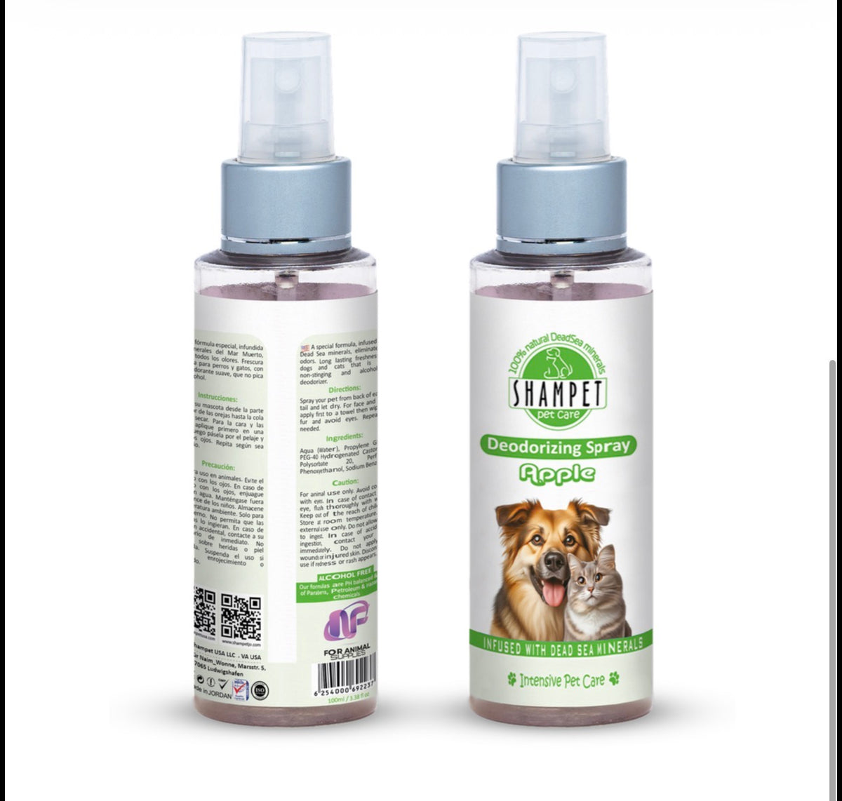 Shampet Dogs & Cats Deodorizing Spray apple 100ml عطر حيوانات ومزيل رائحة بنكهة التفاح