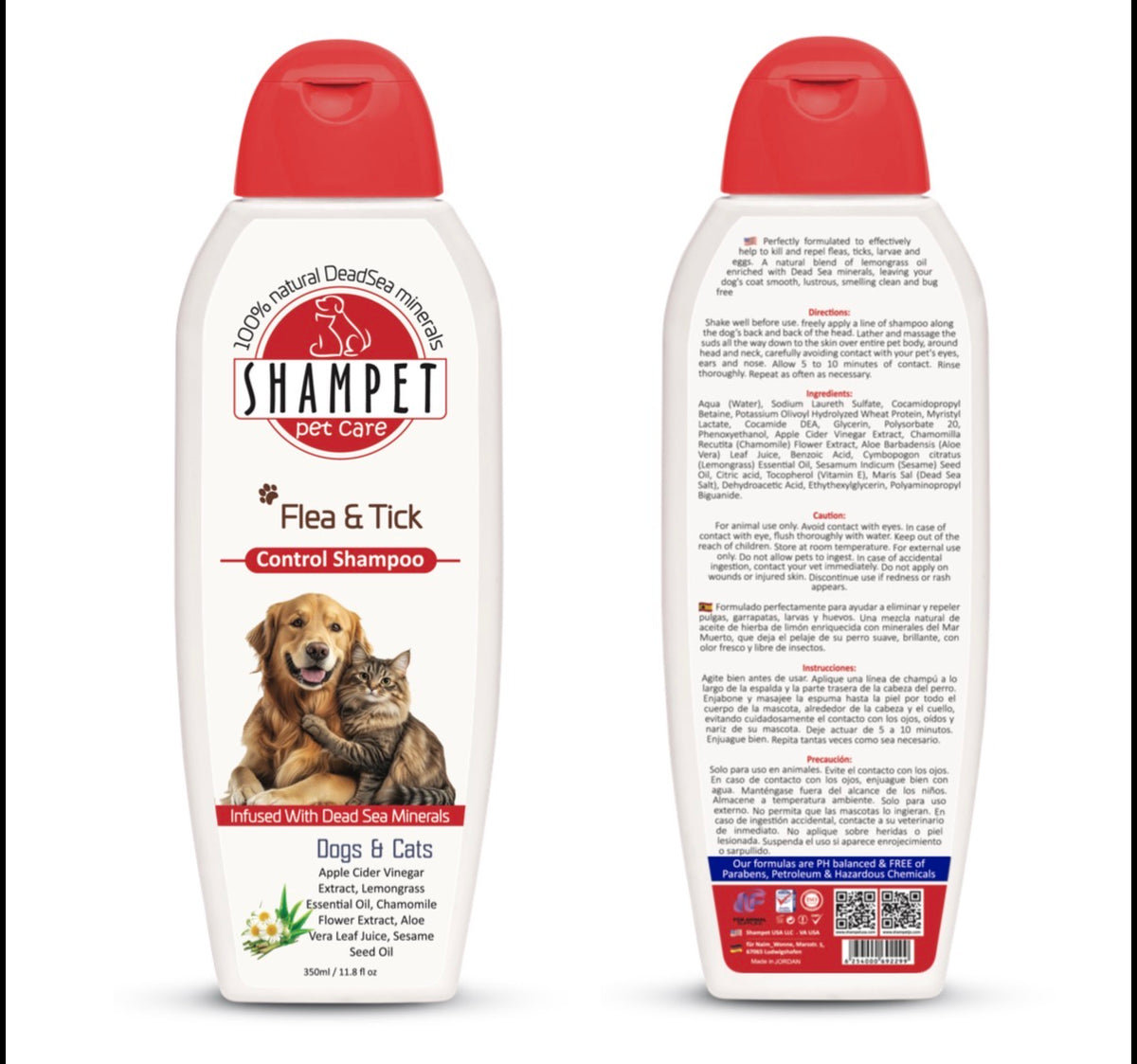 Shampet Dogs & Cats Flea & Tick 350 ml لعلاج وقتل البراغيث واليرقات والحشرات