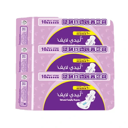 فوط نسائية ليدي لايف عادي * 10 فوطة 3 حبة