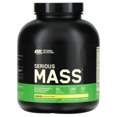 Optimum Nutrition Serious Mass weight gainer in banana flavor, 6 lb