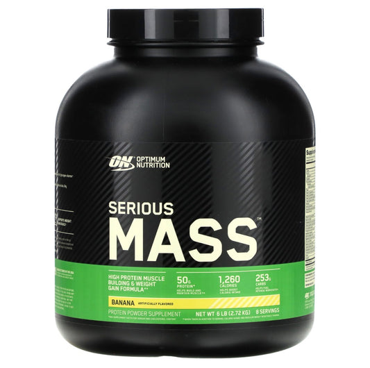 Optimum Nutrition Serious Mass weight gainer in banana flavor, 6 lb