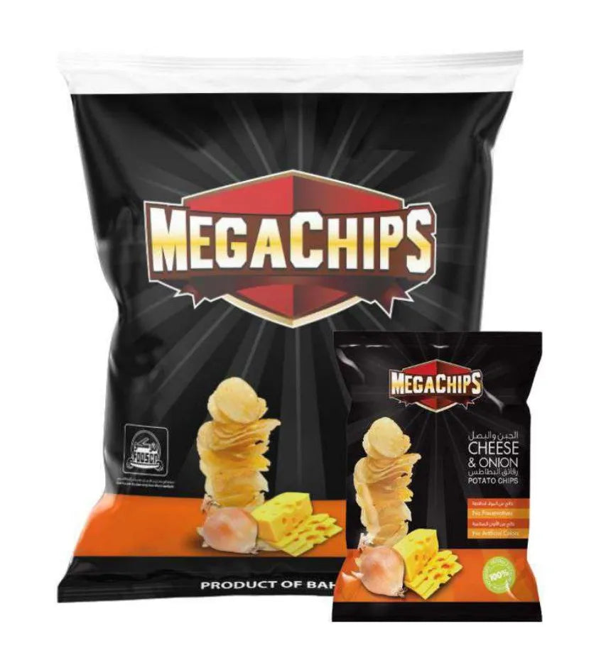 MEGACHIPS شبس بنكهة الجبنة والبصل 22 /PIECES ٢٢ / حبة