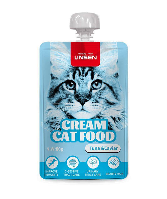 LINSEN cream cat food With Tuna & Caviar 80g بنكهة التونة والكافيار