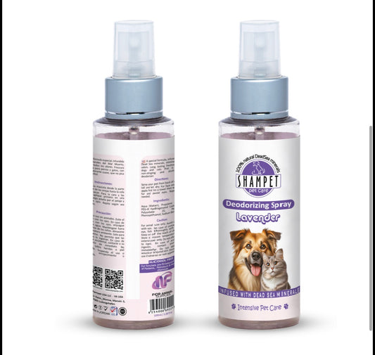 Shampet Dogs & Cats Deodorizing Spray Lavender 100ml عطر حيوانات ومزيل رائحة بنكهة اللافندر