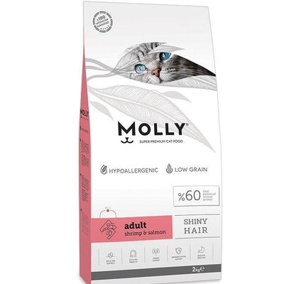 Molly shiny hair 15kg للقطط البالغة بنكهة السالمون شوال