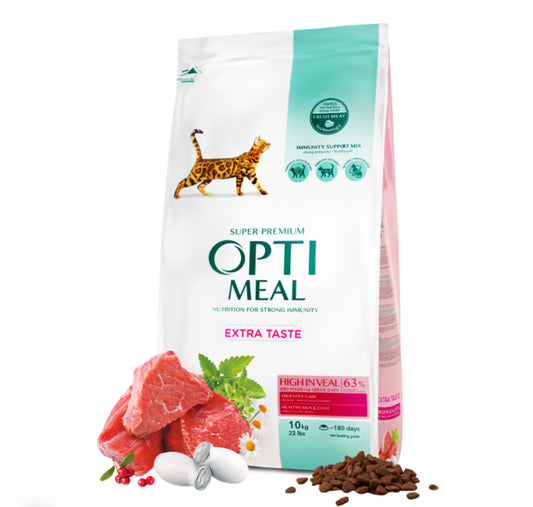 Opti meal Adult Cats High In Veal 10kg