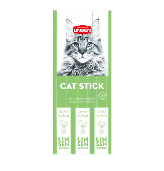 LINSEN Stick Treat Turkey & Catmint Flavor 7g 3/Pack مكافآت بنكهة التيركي والنعنع 3 اصابع