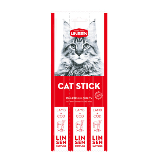 LINSEN Cat Treats Lamb and Cod Fish Sticks 7g 3/Pack مكافآت بنكهة اللحم وسمك القد