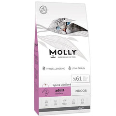 Molly indoor light & sterillised 15 kg شوال للقطط المعقمة بنكهة الدجاج