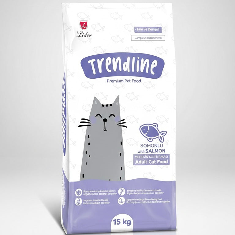 Trendline salmon 15kg شوال للقطط البالغة نكهة السالمون