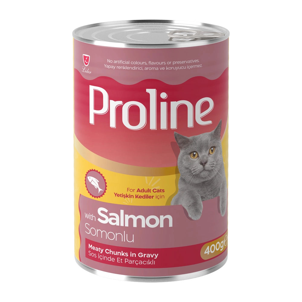 ‏Proline 400g With Salmon معلب بنكهة المرق بنكهة السالمون للقطط البالغة