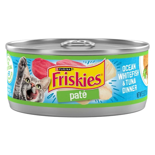 Friskies ocean is white fish &tuna dinner Flavor Pate Wet food 156G مطحون