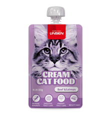 LINSEN cream cat food beef & salmon بنكهة اللحم والسالمون