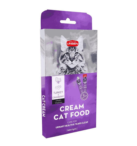 LINSEN Urinary health & Tear staining relief with TURKEY & CRANBERRY 6/102g مكافآت رطبة للقطط للصحة البولية وتخفيف تلطيخ الدموع بنكهة  التيركي والعنب عدد 6