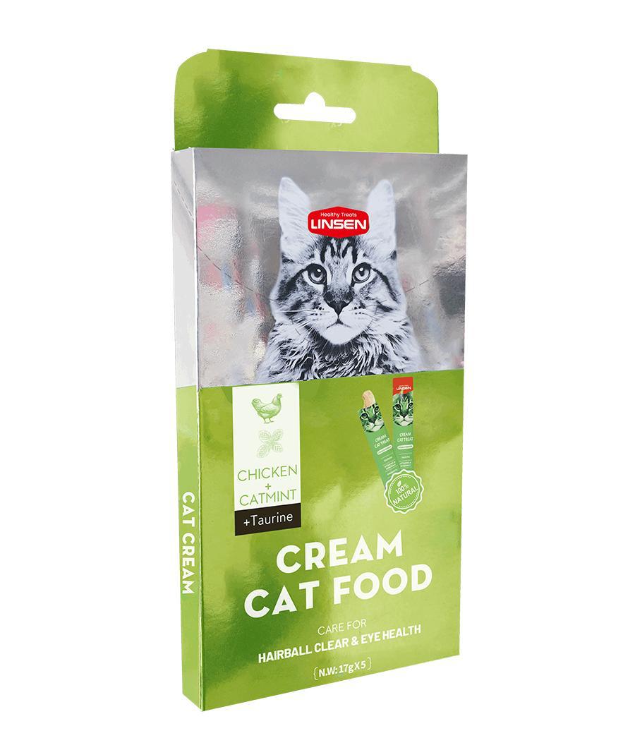 LINSEN Hairball Relief & Eye Health with  CHICKEN & CAT MINT 102g/6 مكافآت رطبة للقطط عدد 6 لتخفيف كرات الشعر بالمعدة وصحة العين