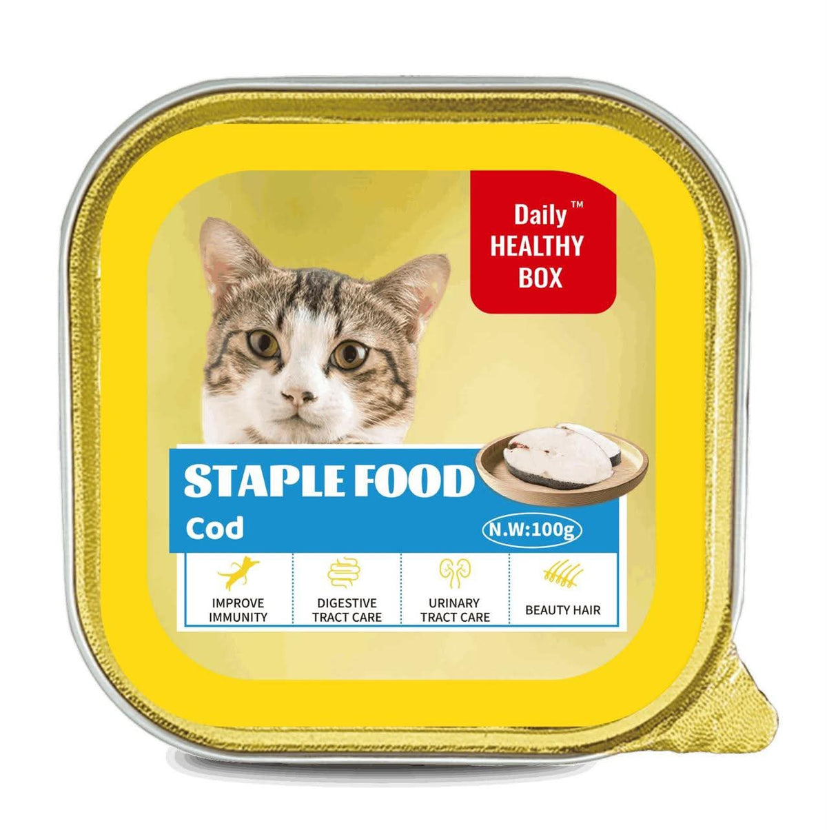 STAPLE FOOD Cod 100g أكل رطب للقطط بنكهة سمك القد