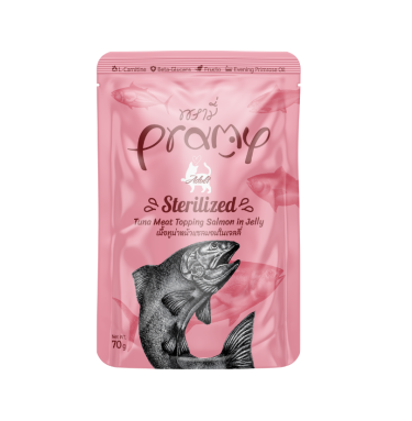 PRAMY 70g Sterilized With SALMON مغلف للقطط بنكهة السالمون