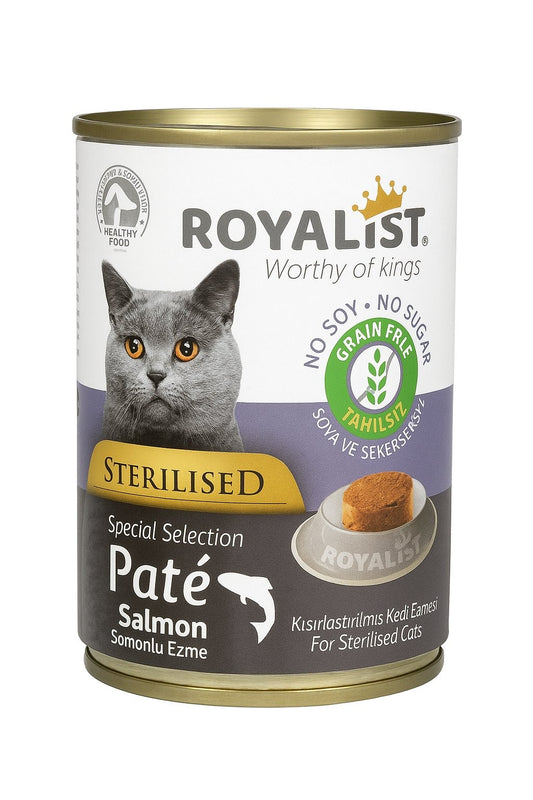 Royalist pate STERILISED 400g With SALMON معلب مطحون بنكهة الكبدة واللحم