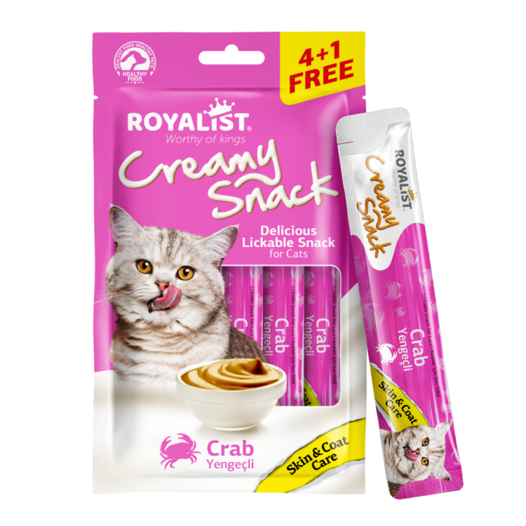 ROYALIST CREAMY SNACK 75g With Crab مكافآت بنكهة السلطعون Skin & Coat Care