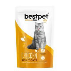 Bestpet With Chicken Adult Cats Dry Food 1KG طعام جاف للقطط الكبيرة بنكهة الدجاج