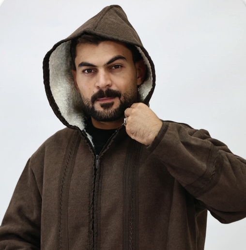 فروة رجالي مغربي صوف ( سحاب+طاقية )